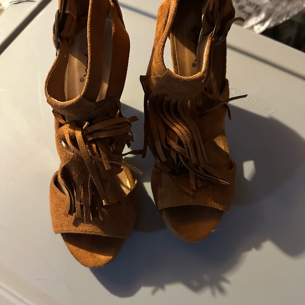 Fringe Suede Open-Toe Sandals